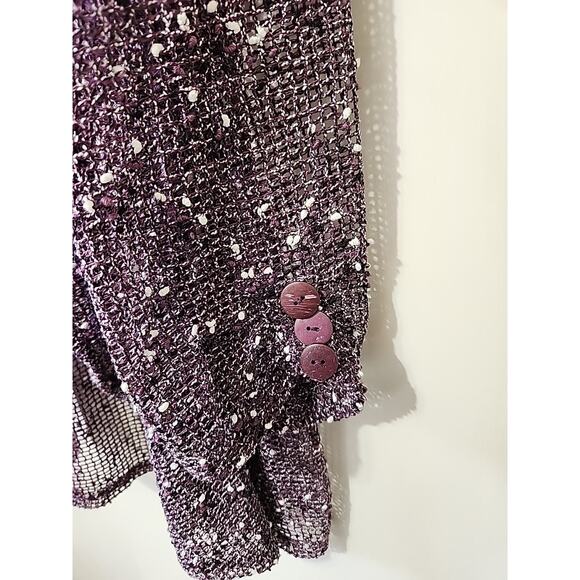 KEREN HART Tan-Open-weave, textured look w/Asymmetrical lower edge Cardigan-XL - Picture 4 of 14